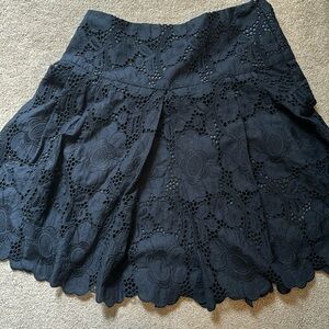 Donna Degnan Navy Eyelet Skirt